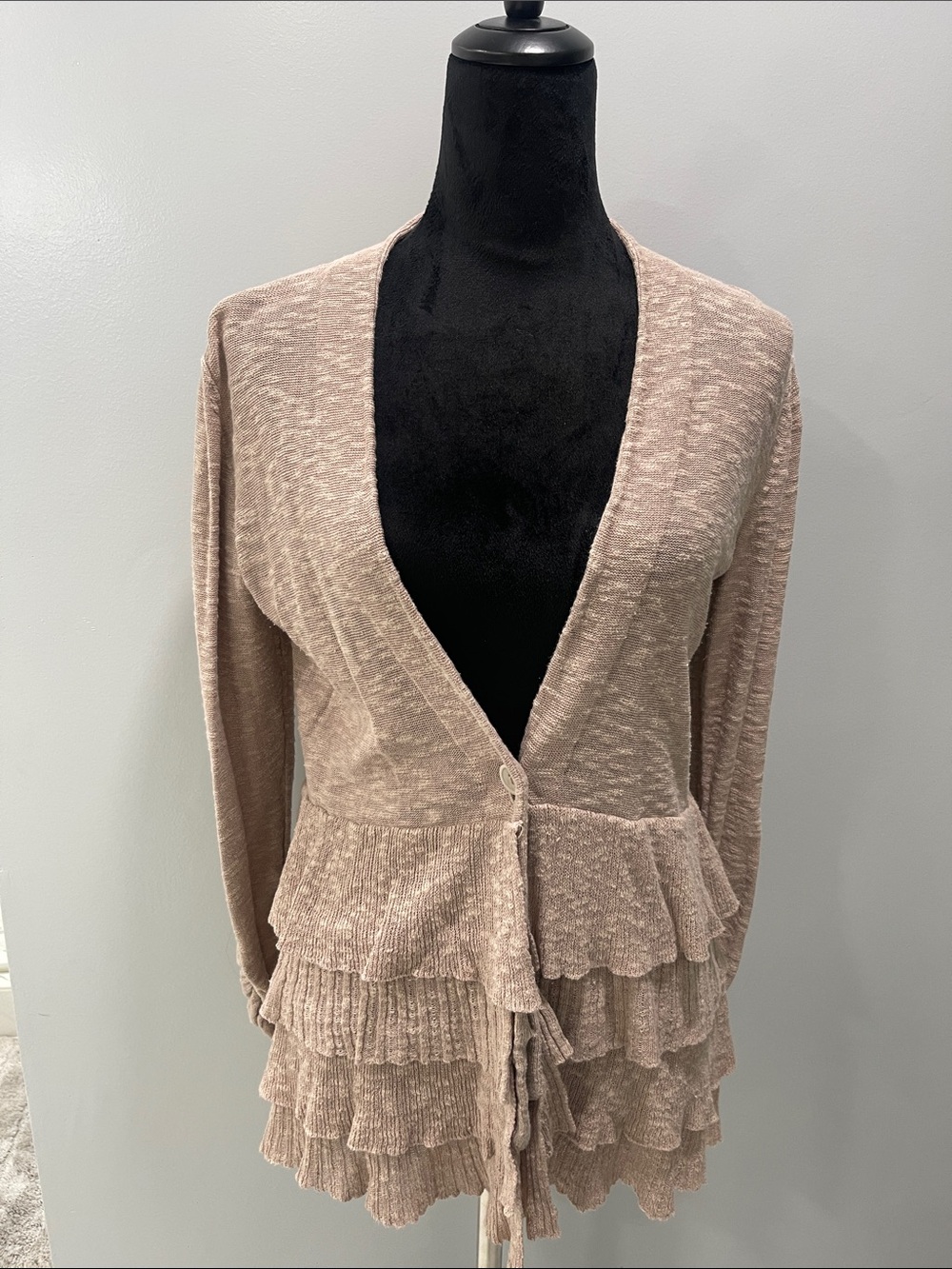 Alfani Blush Tiered Ruffle Lightweight Sweater Cardigan